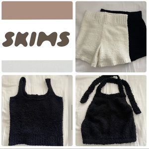 Lot of 4 SKIMS:  (2) S/M Cozy Knit Shorts + (1) Halter and (1) Tank